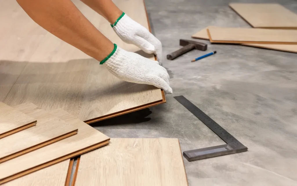 installation of luxury vinyl flooring lap and subfloors
