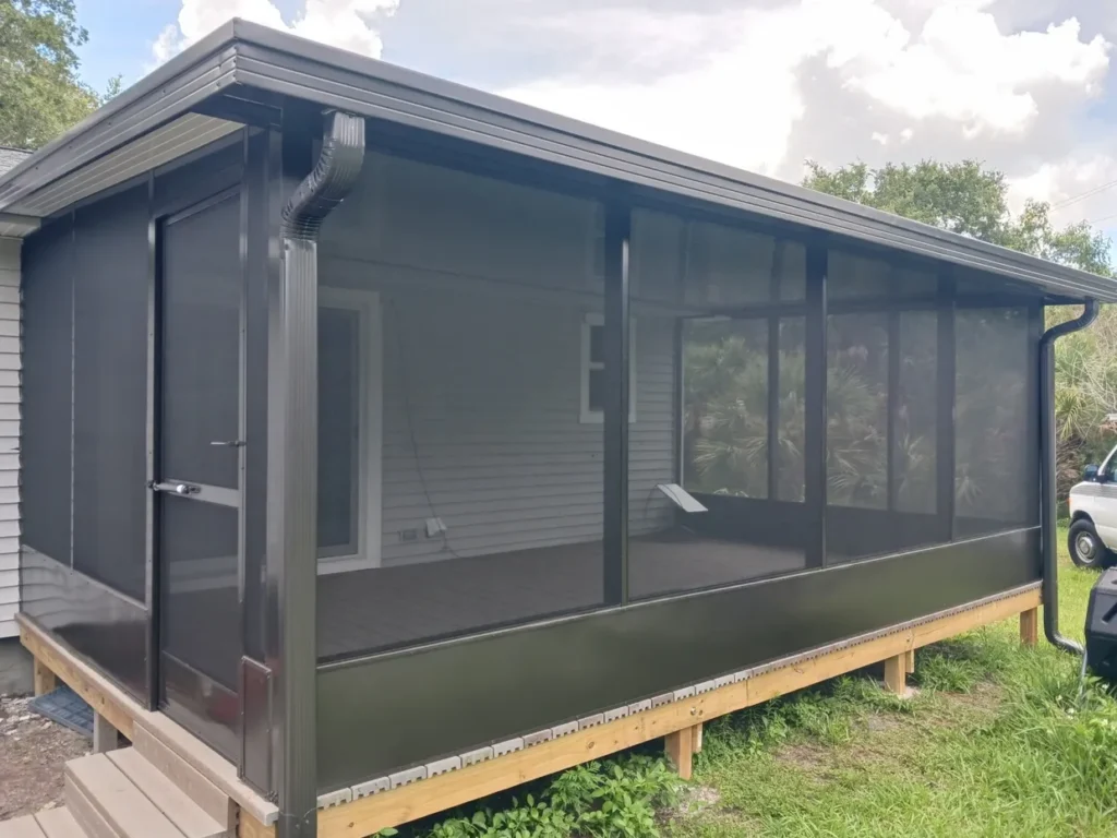 Custom built screen room with 20/20 no see um screen